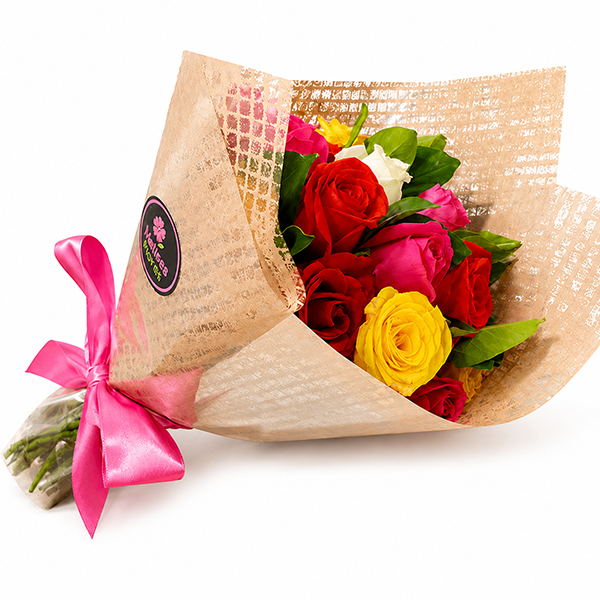 Buqu� com 12 Rosas Coloridas