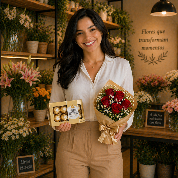 Buqu� Lembran�a com Chocolate