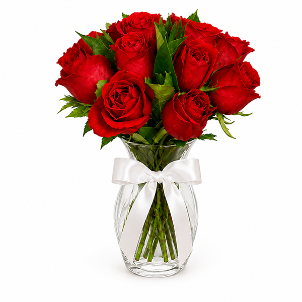 Buqu� com Rosas Vermelhas no Vaso