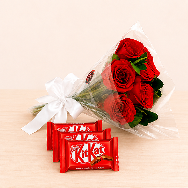 Buqu� de Rosas e Trio KitKat