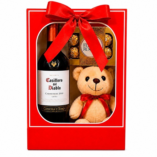 Kit Carinho com Pel�cia e Vinho
