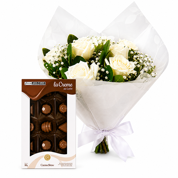Buqu� Eleg�ncia Branca com Bombons