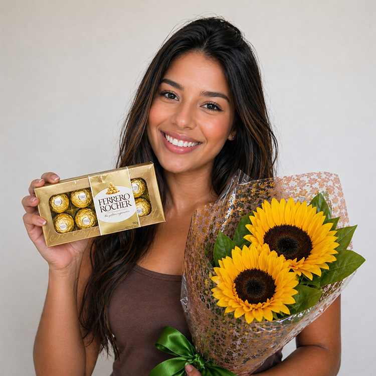 Arranjo de Girassol com Ferrero