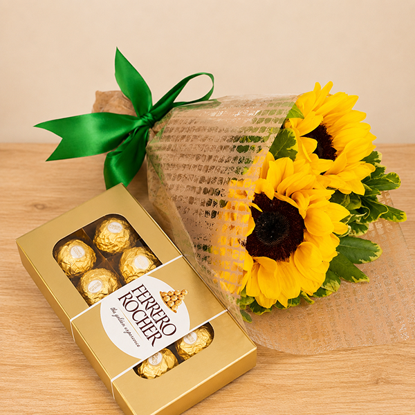 Arranjo de Girassol com Ferrero