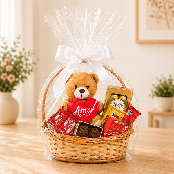 Cesta de Chocolate com Urso