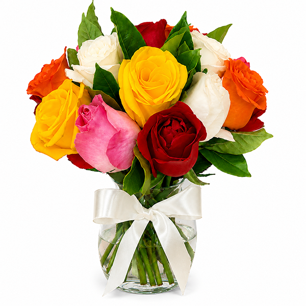 Rosas Coloridas no Vaso