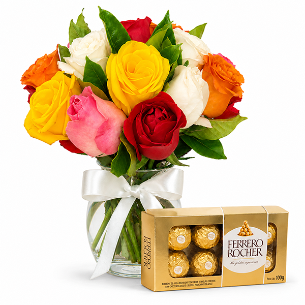 Vaso Multicolor com Chocolates
